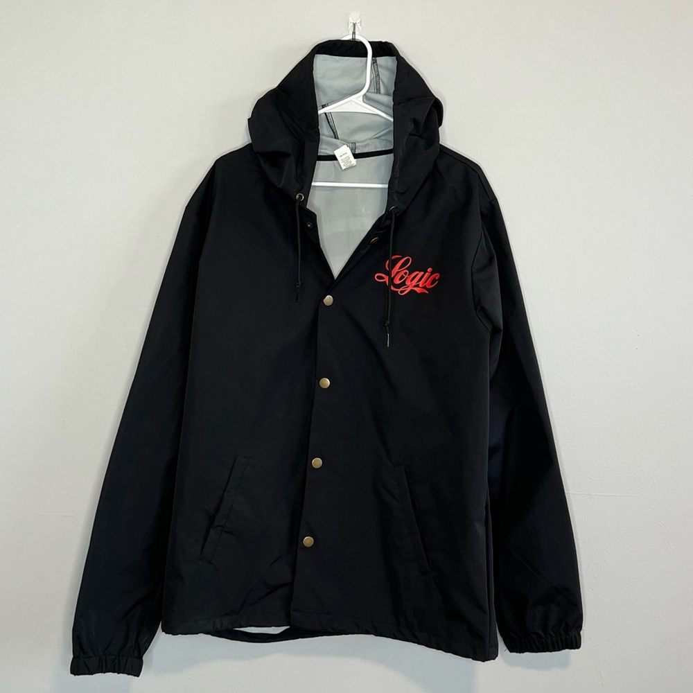 Logic Everybody Tour Black Red Nylon Hooded Jacket Windbreaker Rain XL Rapper